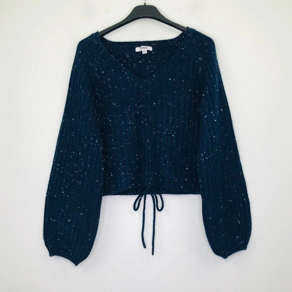 BB Dakota Steve Madden Women's XL Sweater Blue Cropped V-Neck Pullover CM2